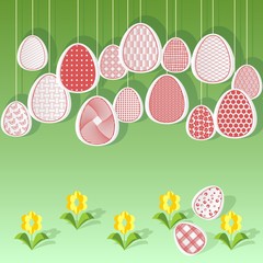 Easter eggs with yellow flowers