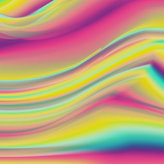 Holography Background Vector. 80s - 90s. Fluid Iridescent. Glitch Hologram. Poster, Cover Design Illustration