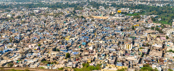 Aerial panorama of Chittorgarh from the fort - Rajasthan, India