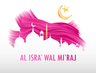 Isra miraj backgroud design. Al-Isra wal Mi'raj Prophet Muhammad Vector Illustration. Suitable for greeting card, poster and banner.