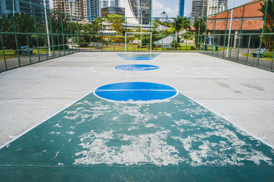 basketball court, soccer field - outdoor sport in city