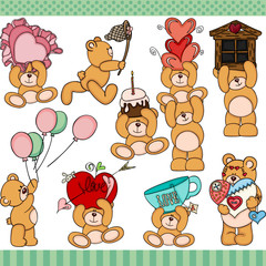 Teddy bear set digital elements
