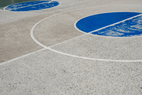 lines  on sports field , outdoor basketball court ground detail