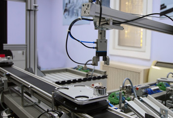 Industry 4.0 concept, smart factory manufacturing line is equipped with sensors. industrial automation line.