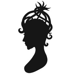 Girl with an unusual stylish hairstyle, profile