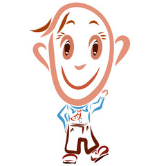 Smiling funny man with big head, emotions