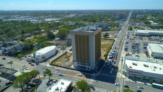Aerial Miami old immigration building demolition 2018 4k 60p
