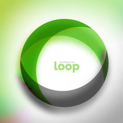Loop circle business icon, created with glass transparent color shapes