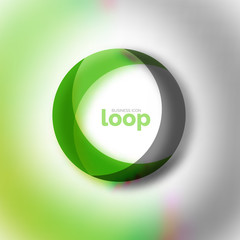 Loop circle business icon, created with glass transparent color shapes