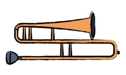 trombone instrument icon over white background, colorful design. vector illustration