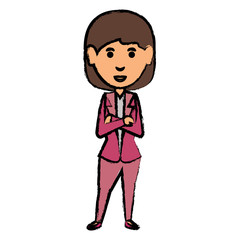 cartoon young businesswoman icon over white background, vector illustration