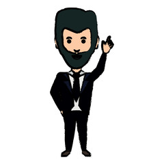 cartoon businessman with beard standing over white background, vector illustration