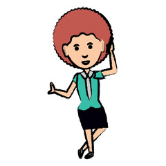cartoon businesswoman standing icon over white background, vector illustration