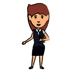 cartoon young businesswoman icon over white background, vector illustration