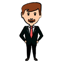 cartoon businessman icon over white background, vector illustration