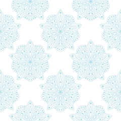 Blue floral seamless design on white background