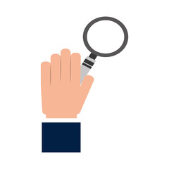 hand magnifier glass search analysis work  vector illustration