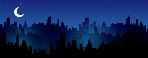 Night city vector illustration.
