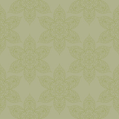 Olive green floral seamless pattern