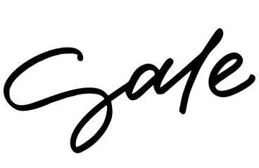 Sale. Handwritten text. Modern calligraphy. Isolated on white