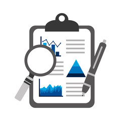 clipboard pen analysis graph statistic business report  vector illustration