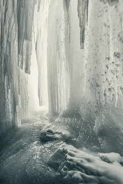 Interior of frozen ice cave