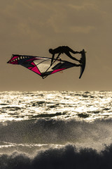 Windsurfer in the evening sun in the camargue