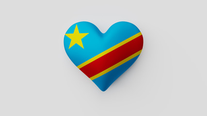 Corazón bandera República Democrática del Congo. 3D