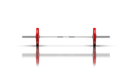 Barbell with 1 disc on both sides front view 3d render