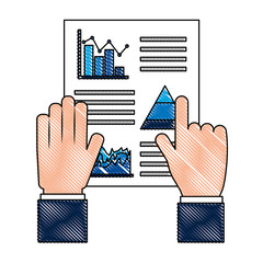 hand documents paper report business progress statistics diagrams  vector illustration