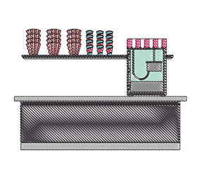 cinema bar counter machine pop corn   vector illustration