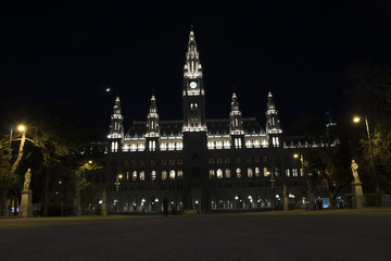 Fototapeta na wymiar Rathaus Wien bei Nacht