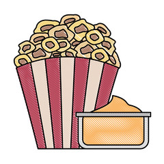 bucket pop corn cinema food image   vector illustration