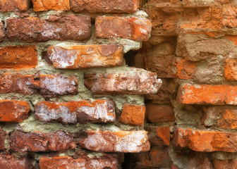 A fragment of a brick wall.