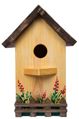 Obraz na płótnie Canvas Painted wood birdhouse isolated