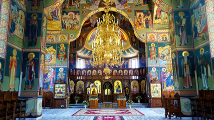 Interior of Orthodox Monastery from Romania - obrazy, fototapety, plakaty