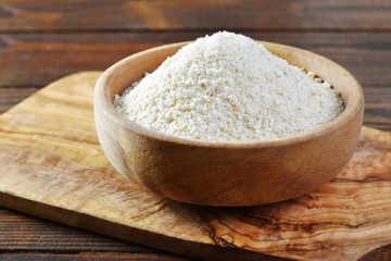 Breadcrumbs in wooden bowl