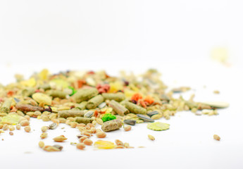 Pile of various grains, isolated on white