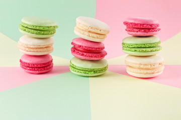 macaroons on a colorful background
