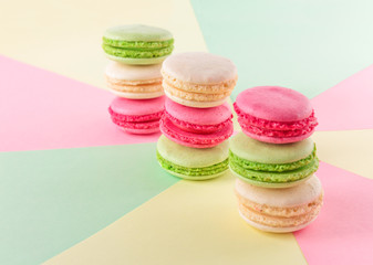 macaroons on a colorful background