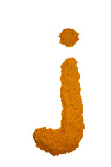         isolated English alphabet lined with a variety of colorful and fragrant spices and flavouring