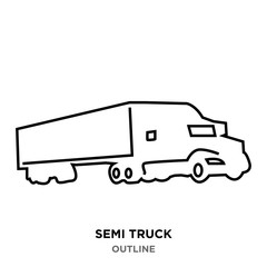 semi truck outline on white background