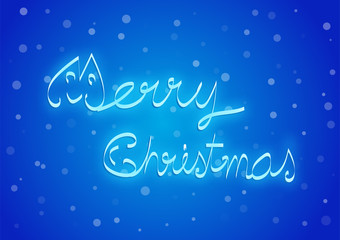 Neon typography text on blue gradient background for Merry Christmas 2018.