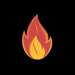 Fire on black background. Vector illustration.