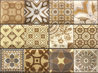 Seamless square stone tile pattern with a drawings