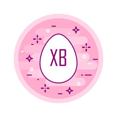 Easter illustration with egg. Vector label with russian abbreviation Christ is Risen. Translation from Russian: Christ is Risen. Thin line flat design.