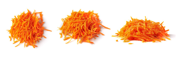 grated carrots isolated on white