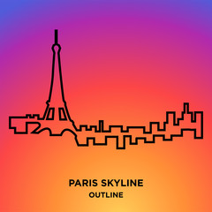 paris skyline outline on purple background