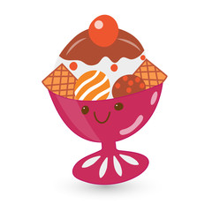 Ice cream in a vase with biscuits to decorate your design