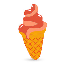 Colorful ice cream icon on white background.